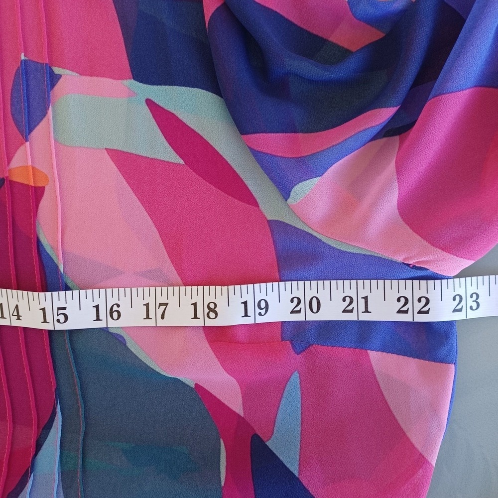 Soft Surroundings Women Abstract Print Pintuck Tunic Dress Sheer Pink L NO SLIP! - Picture 4 of 10